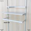 Black & White Clothing Store Stainless Steel Wall-Mounted Display Rack with Side Hooks and Shelving Brackets