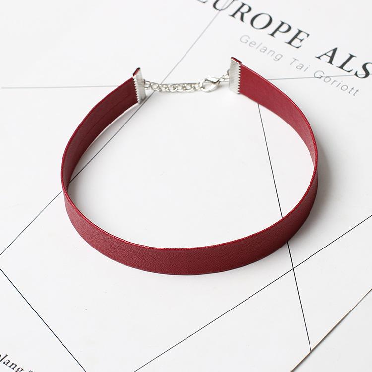 Simple Faux Leather Short Choker, Minimal Pendant Neck Collar for Women