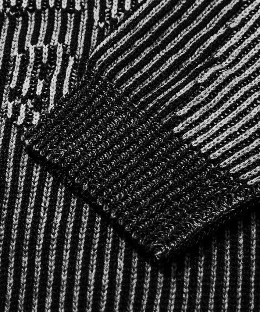 TRILLION Washable Two-Tone Hooded Zip-Up Graphic Knit (Black)