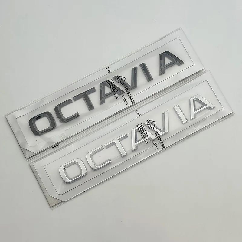 JIYQ3 3d ABS Chrome Logo OCTAVIA Emblem Letters Car Trunk Badge For Skoda VRS RS Octavia 1 2 3 4 MK2 MK3 MK4 A5 A7 Sticker Accessories