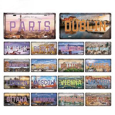 Vintage Capital City Licenses Plate Metal Sign Plaque Metal Tin Sign do restauracji, baru, warsztatu, kawiarni, pubu, jaskini człowieka
