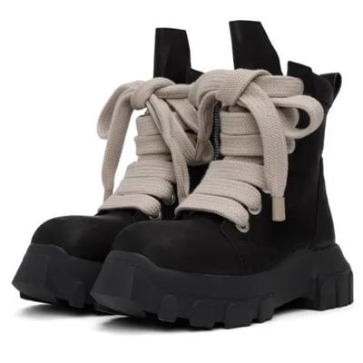 Size 37-45 Pu Leather Men Women Ankle Boots Jumbo Wide Lace Lovers Short Boots Dark Street Style Lace-up Men Modern Boots