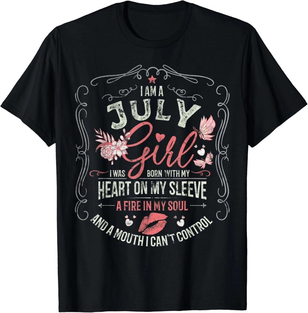 I Am A July Girl I was Born with My Heart on My Sleeve Gift Unisex T-Shirt