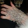 Luxury Mesh Tassel Bracelet with Diamond Accents: Elegant Water Drop Design, European & American Fashion Influencer Style for Women