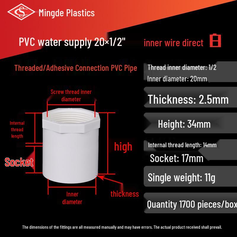 PVC Female Threaded Coupling for Water Pipes - All-Plastic Joint Fittings Accessories