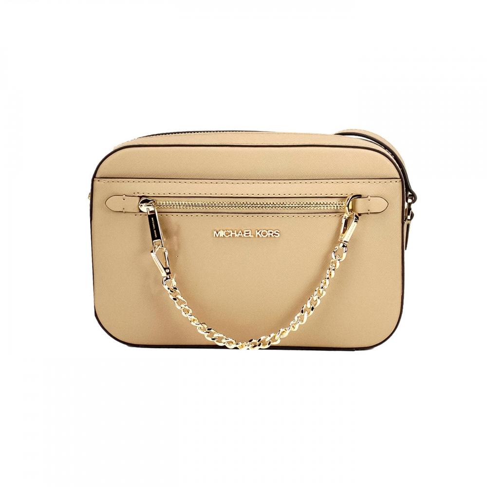 

Michael Kors Jet Set East West Большая женская сумка через плечо из верблюжьей кожи с цепочкой на молнии, мульти