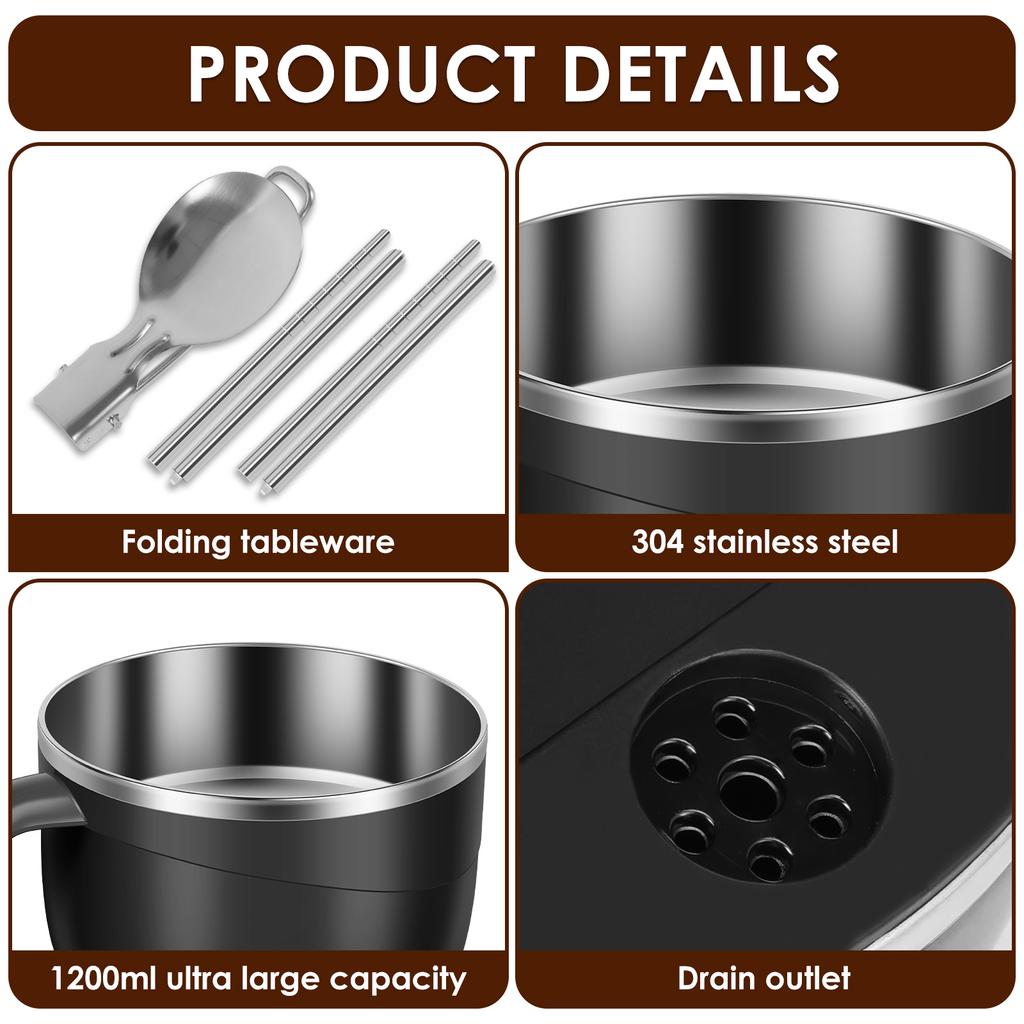 Microwave Ramen Cooker Stainless Steel Microwave Soup Bowl Filterable Ramen Noodle Bowls Large Capacity Noodles Bowl Time Saving