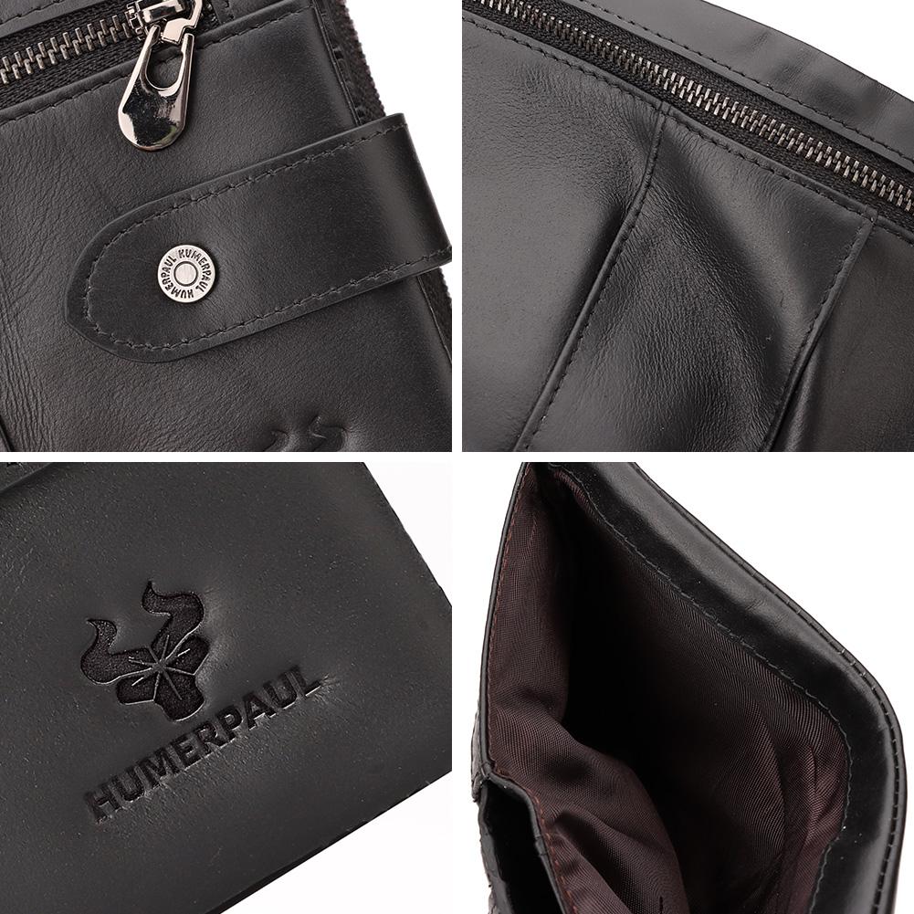 Humerpaul Portfel męski z prawdziwej skóry. Skórzana portmonetka na monety z wieloma kartami Rfid