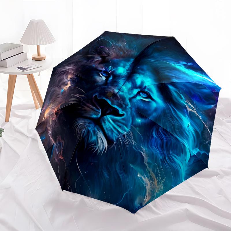 

1pc Galactic Lion Durable Cartoon Folding Umbrella,Compact Umbrella for Men and Women, Suitable for Travel or Daily Use.N048
