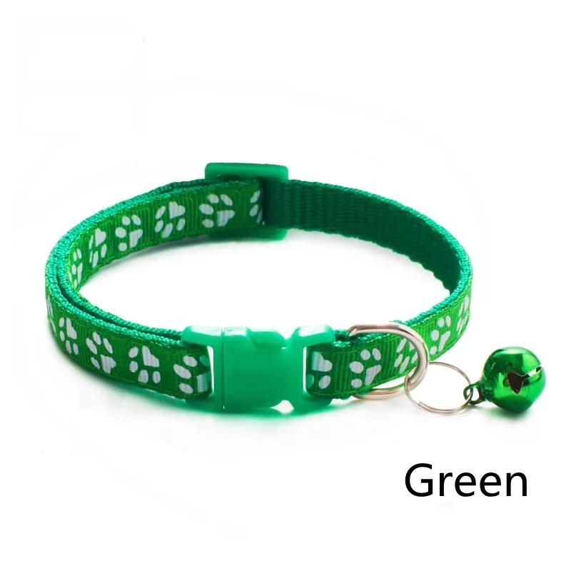 5pcs Adjustable Pet Collar With Bell Cartoon Footprint Colorful Puppy Cat Accessories Kitten Collar Safety Bell Ring Necklace