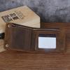 Crazy Horse Leather Men's Wallet Horizontal Leather Short Wallet Inner and Outer Head Layer Leather Buckle Leather Wallet Silver Bag