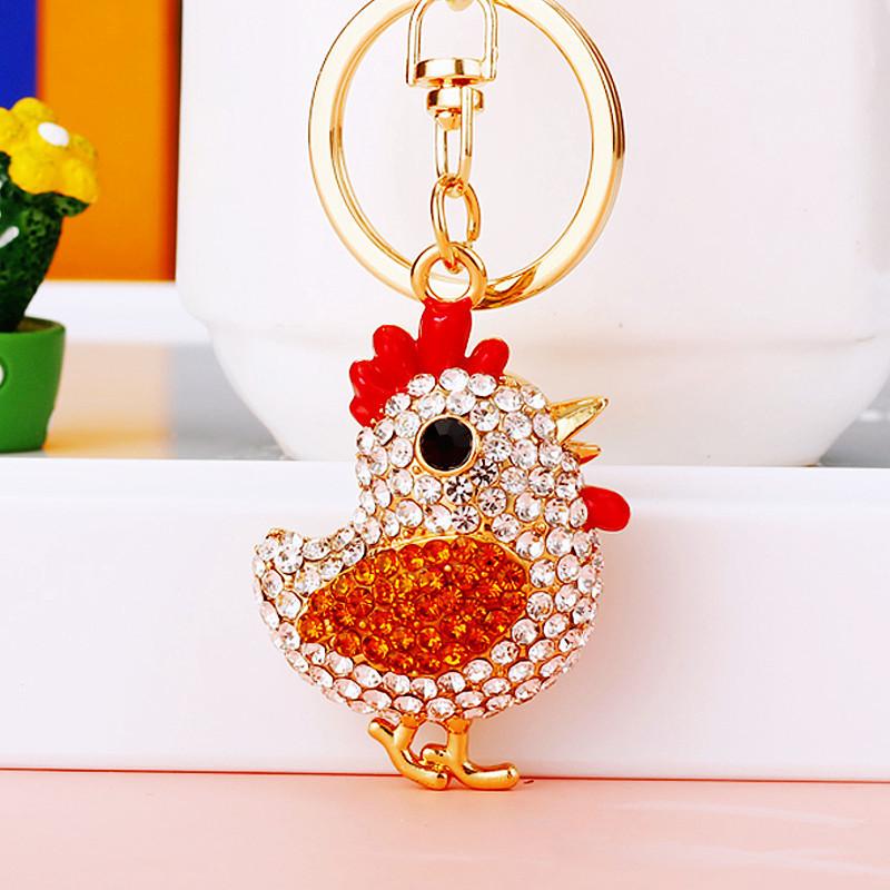 

Страз Элегантный Цыпленок Брелок для Ключей от Машины Красочный Металлический Брелок на Все Случаи Жизни Full Diamond Chick Red
