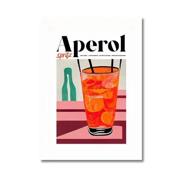 Suc de fructe de desene animate Mojito Caipirinha Bramble Postere și imprimare Aperol Drink Canvas Painting Club Bar Restaurant Home Decor Wall Decor No Frame