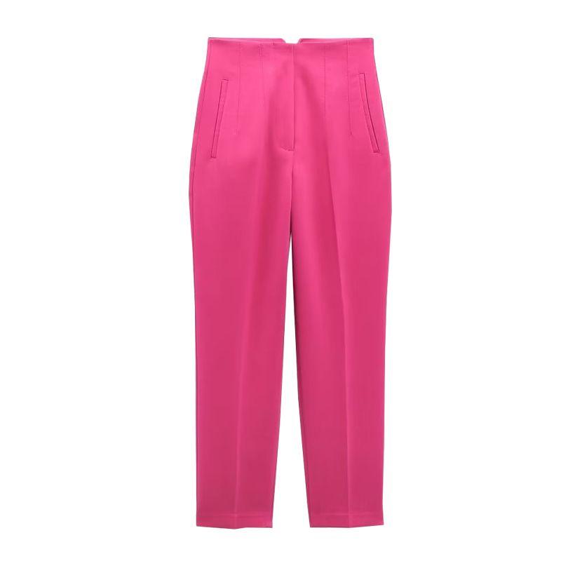 Fashion Commuter Front Pleated Ankle-High Waist Casual Pants