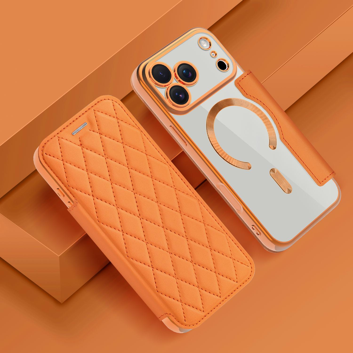 

Магнитный кошелек кожаный чехол для телефона для iPhone 17 Air 17Pro Max 15 Pro Max 16 Plus 13 12 11 беспроводная зарядка откидная крышка Magsafe держатель для карт iPhone 17 Pro оранжевый