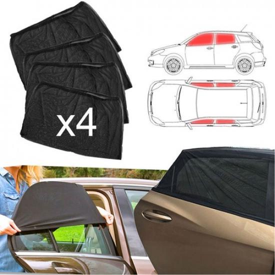 4X Sun Shade Front & Rear Window Screen Cover Sunshade Protector BLACK Car PARTS