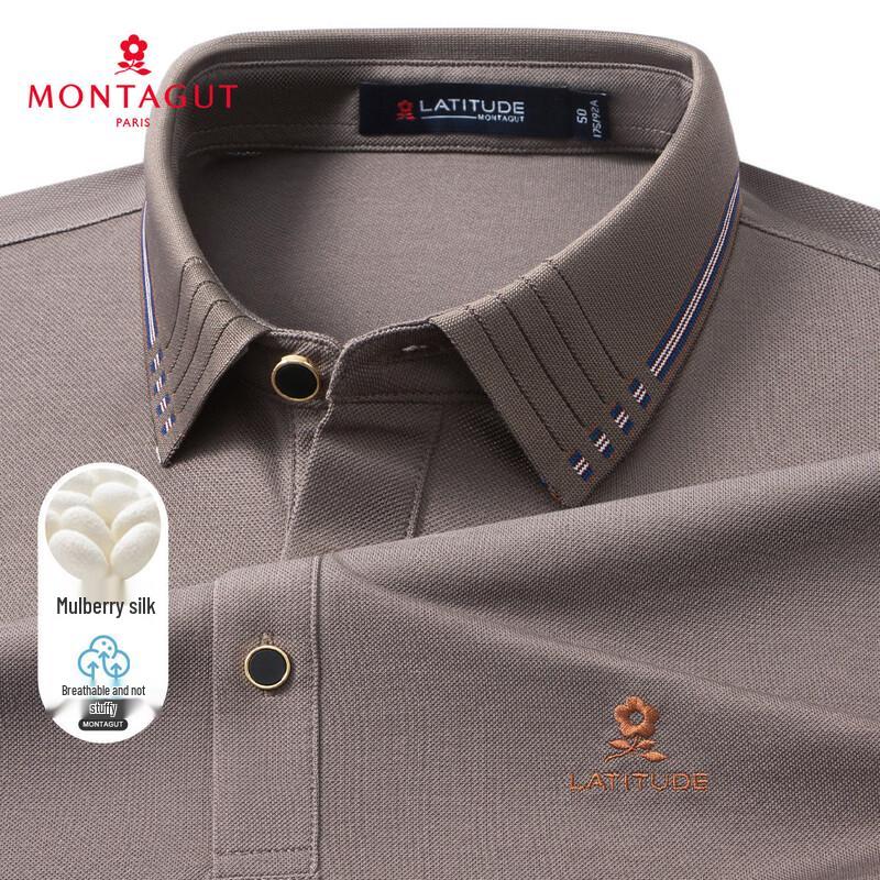 MONTAGUT Men s Silk Blend Breathable Short-Sleeve Polo Shirt 50