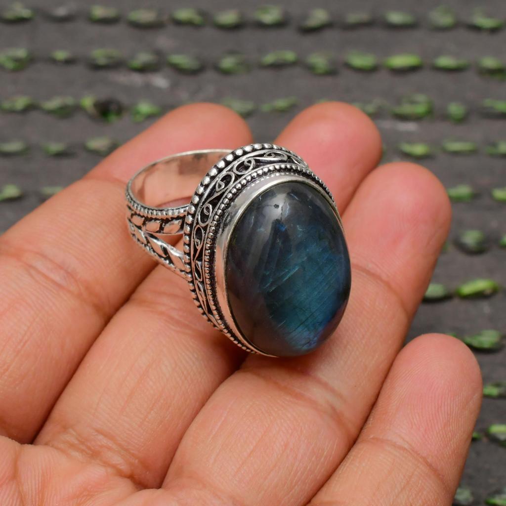 Labradorite Gemstone Handmade 925 Sterling Silver Jewelry Ring All Size