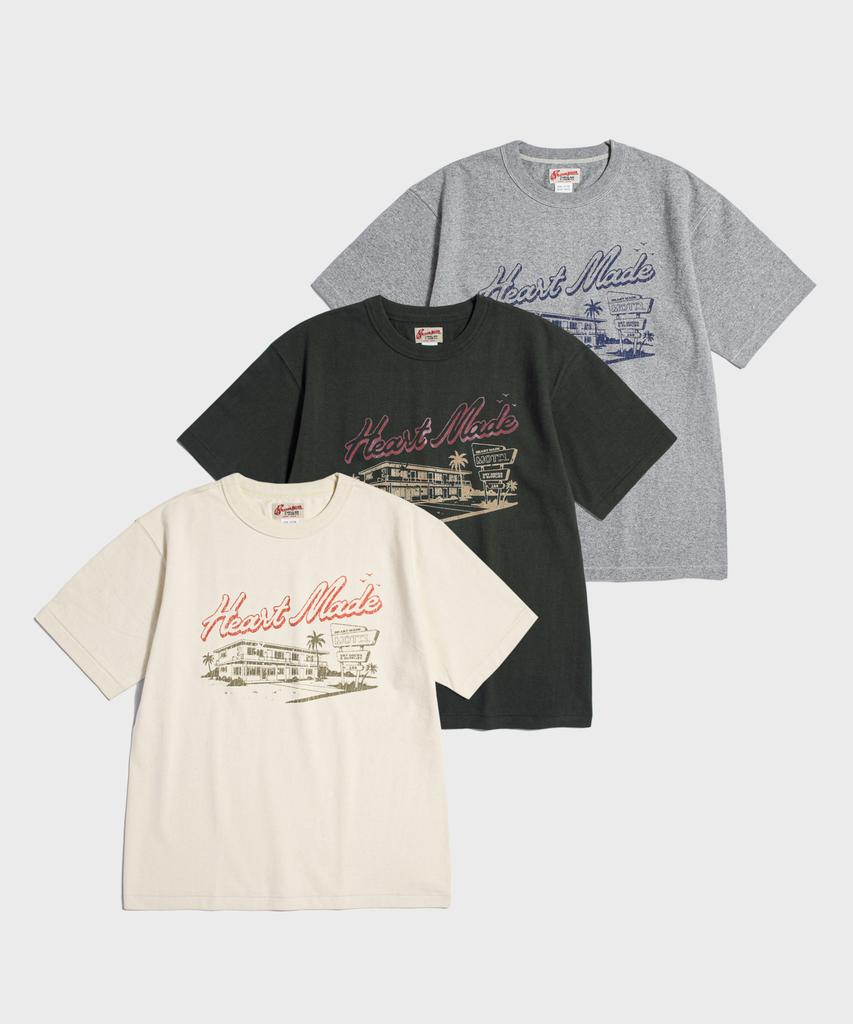 Beulonseun Heart Made Motel Loopwheeled Graphic Tee Apricot