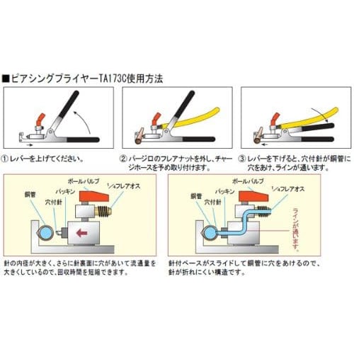 Ichinen TASCO Piercing Pliers for Refrigerant Gas Recovery, TA173C