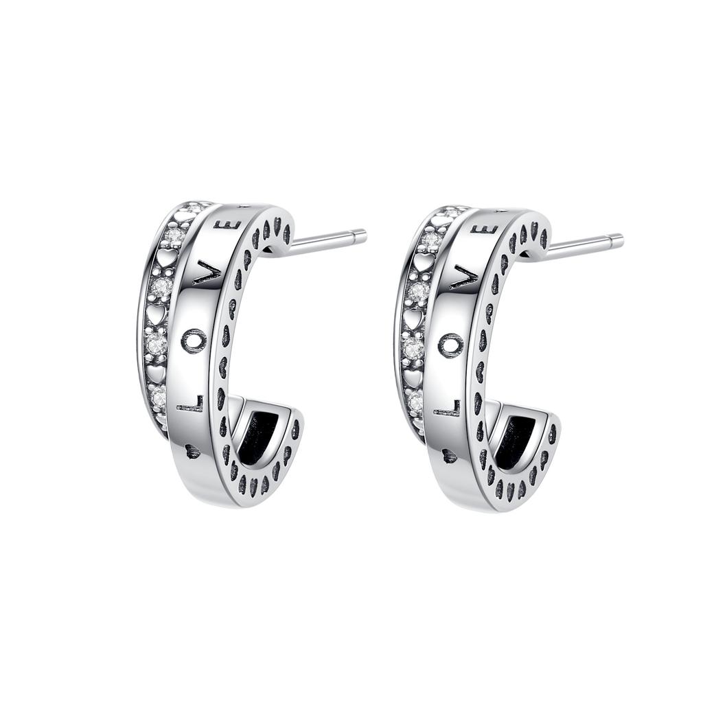 Kupfer Süß Lieblich Liebe Herz Serie Stecker Ohrring Zirkon Für Frauen Exquisite Alltagsschmuck Accessoires Geschenke