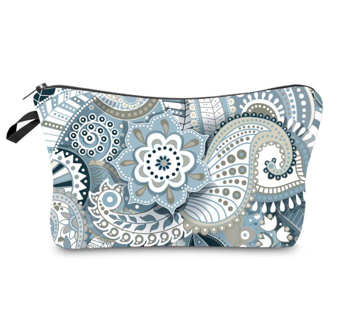 Cosmetic Bag Makeup Bag Waterproof Travel Toiletry Pouch Bag with Mandala Flowers Design