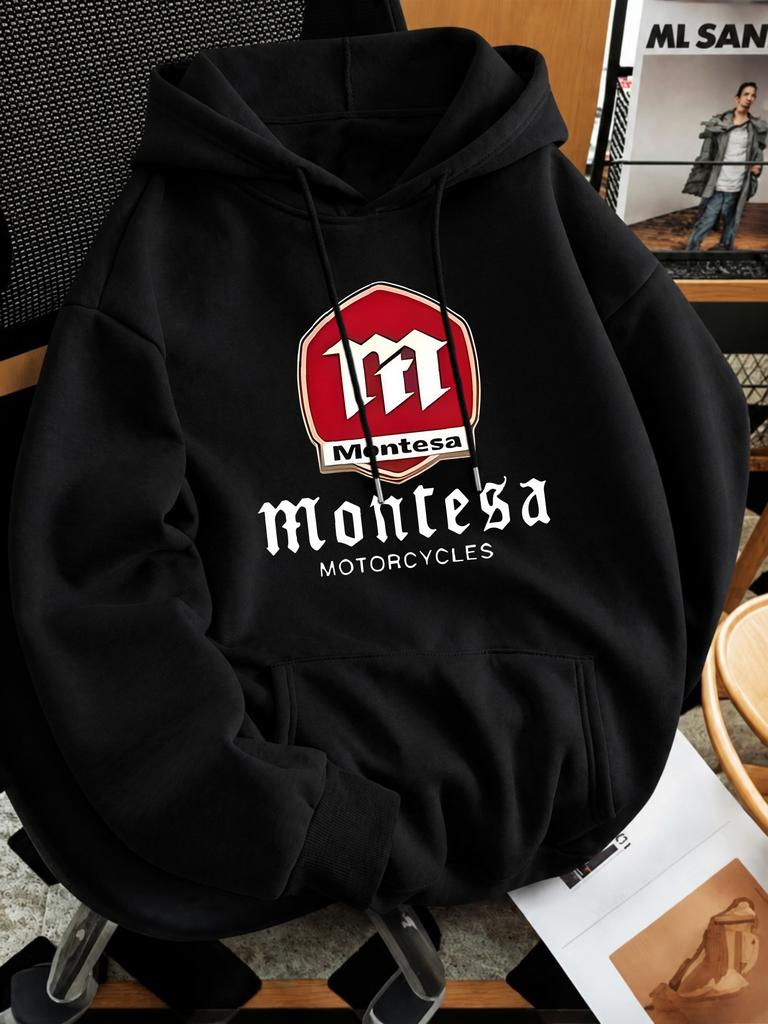 Unisex Hoodie, Christmas Gift, Montesa Motorcycles Print, Pullover Sweatshirt, Vintage Streetwear Style, Autumn Winter Casual Wear, Kangaroo Pocket An