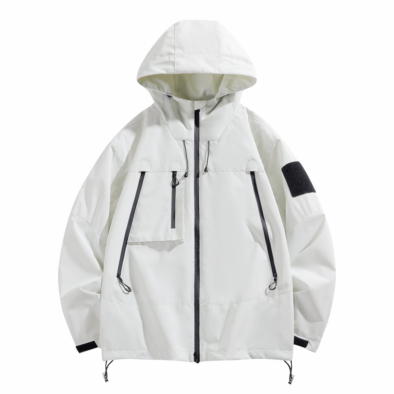 

Повседневная и модная универсальная рабочая куртка мужская куртка с капюшоном M белый