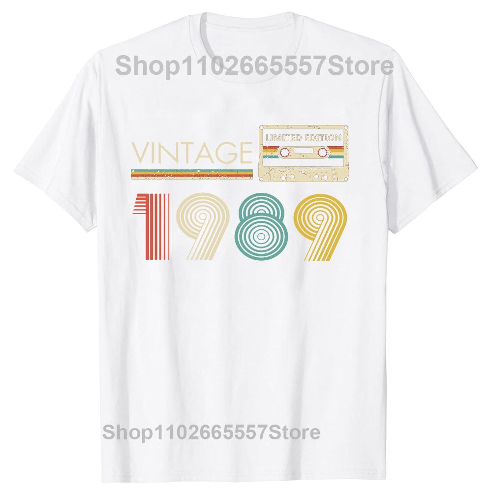 Vintage 1989 Limited Edition Cassette Tape 36th Birthday Tee Tops Round Neck ShortSleeve Tshirt Clothing Casual Basic Tshirts S