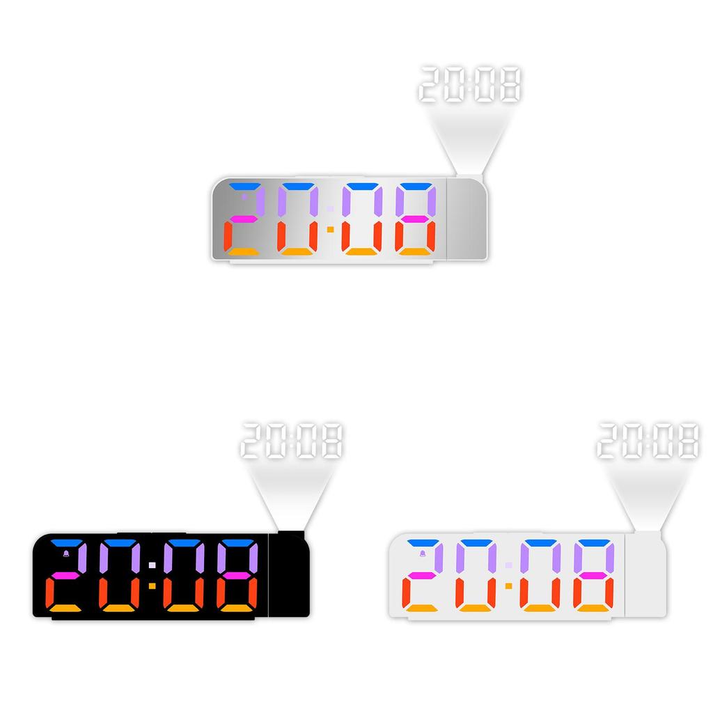 Digital Led Alarm Clock With Rgb Color Projection For Bedroom Decor