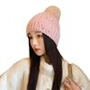 Cold proof and Warm Wool Ball Knitted Hat for Girls Outdoor Windproof Plus Velvet Versatile Ear Protection Wool Hat New Style In Winter