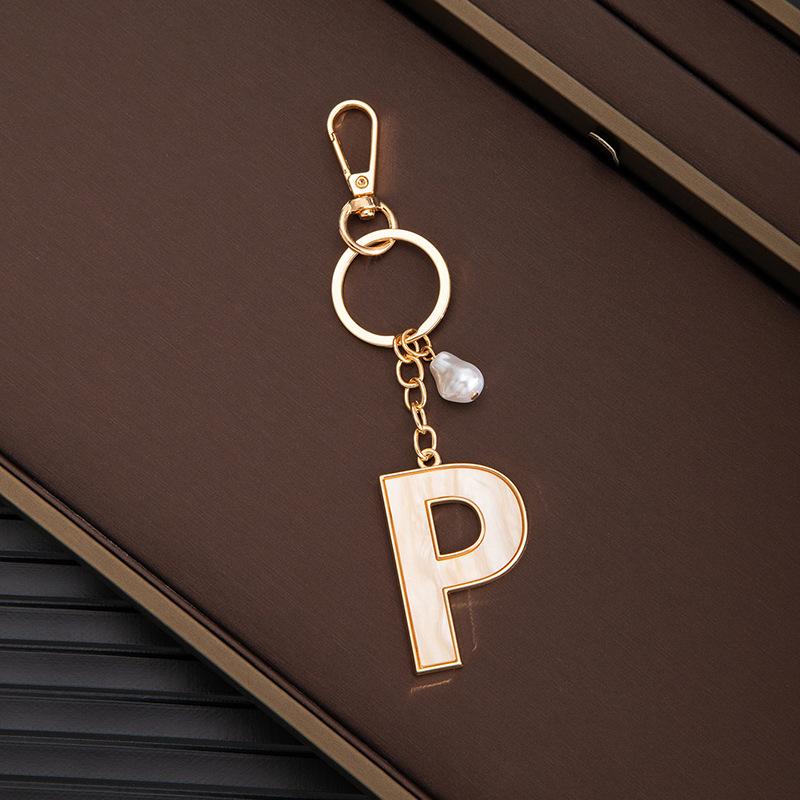 Chaveiro Pingente Nome Letras Criativas 26 Letras Pérola Imitação Concha Pingente de Bolsa Popular Acessórios