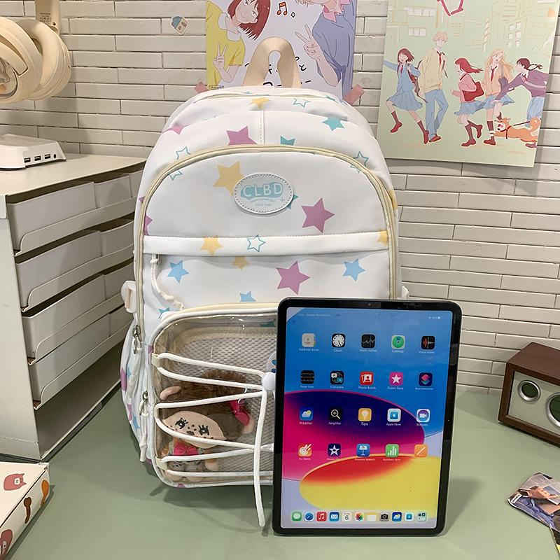 Stars Dot Print Girls Backpack Student Large Capacity Schoolbag