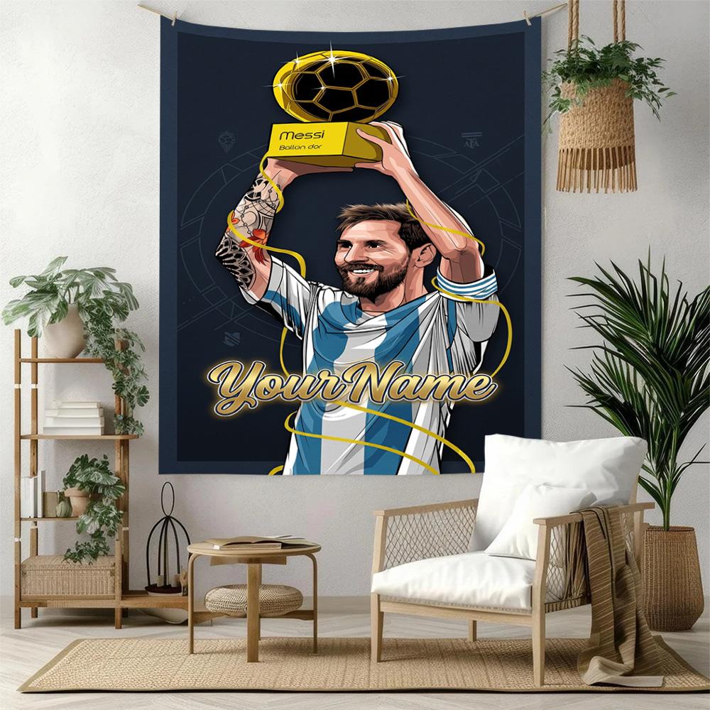 Messi Custom Your Name Wall Decor Tapestry Art For Pet Memorial Birthdaywedding Party Backdrop Family Gift