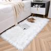 Weicher Flauschiger Bereichsteppich aus Kunstfell, Luxuriöse Fuzzy Schafsfell Teppiche für Schlafzimmer Wohnzimmer, 2ft x 3ft, Weiß, Rechteckig