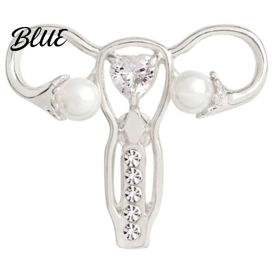 Uterus Shaped Pin Brooch with Rhinestone Faux Pearl Human Organ Lapel Pin Coats Decorative Hollow Jewelry for Sweaters Scarves Pearl