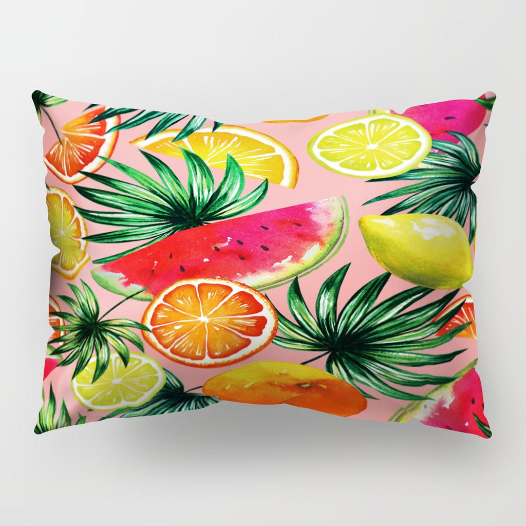 Ins Fruit Single Sided Polyester Pillow Case Watermelon Banana Pineapple Strawberry Pattern Waist Cushion Cover Bedside Pillow Case