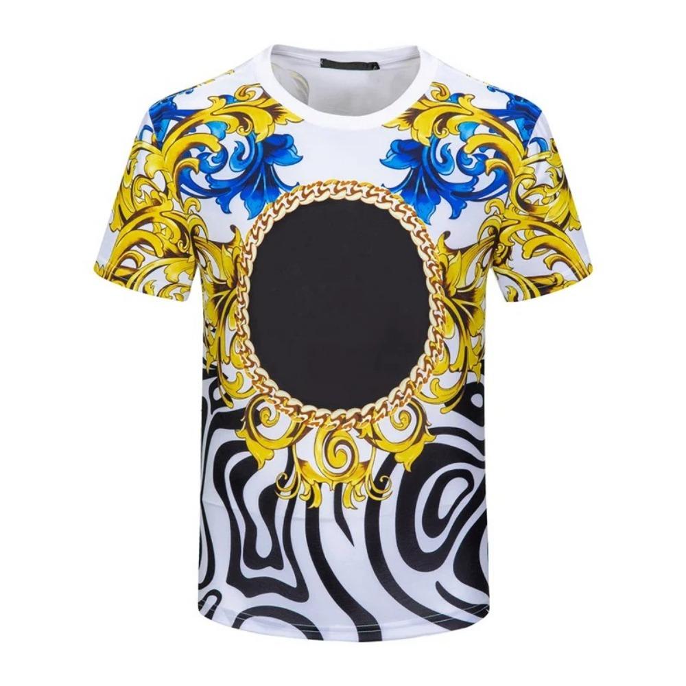 Men's and Women's Summer T-shirts 3D Printed Baroque Royal Luxury Small Floral Round Neck Short Sleeve Loose Oversized Nice Top