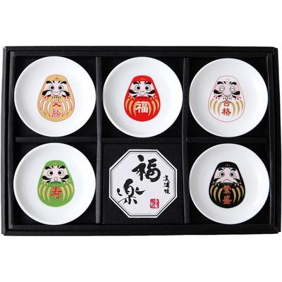 Kleines Tellerset, B9 x T9 x Fukuraku Daruma, kleines Tellerset, Porzellan, Mino-Ware, hergestellt in Japan, Ale-net, H1,6 cm