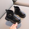 Children's Martin Boots Autumn New Black Leather Boots Boys' Short Boots Girls' British Single Boots Big Children's Leather Shoes