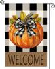 Fall Pumpkin Welcome Garden Ag 12x18 Inch Double Sided, Autumn Thanksgiving Holiday Harvest Buffalo Plaid Yard Outdoor Dec UUN