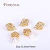 18K Gold Plated Setting Zircon Crown Pearl Pendant Mounting,Beads End Caps Peg Bails,Pendant Drop Bail,DIY Pearl Jewelry Crafts