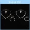 Set di Gioielli da Sposa Con Collana Orecchini Bracciale di Cristallo Per Donna Accessori Matrimonio
