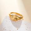 Carve Wave Rings Stainless Steel High Quality Minimalist Dainty Rays Texture Circle Ring Women Signet Chunky Dome Ring
