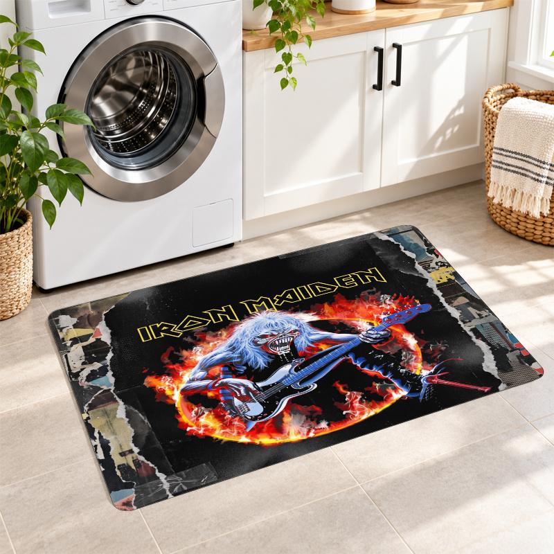 Flannel Kitchen Mat Iron Maiden Soft Area Rug Non Slip Floor Carpet Home Decoration