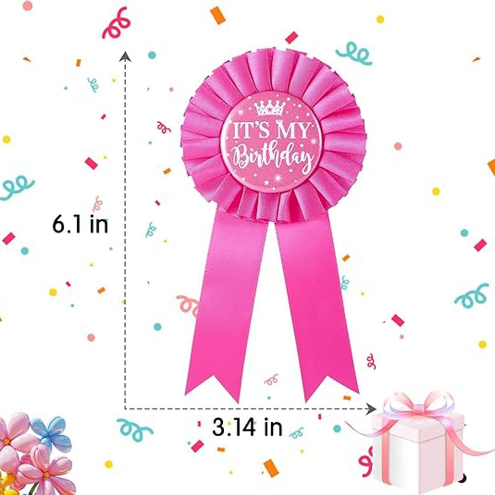 Spilla Compleanno Brooch Tessuto Raso Badge Latta Buon Compleanno Spilla per Ragazze Distintivo Premio Decorazione Festa per Adolescenti Ragazze