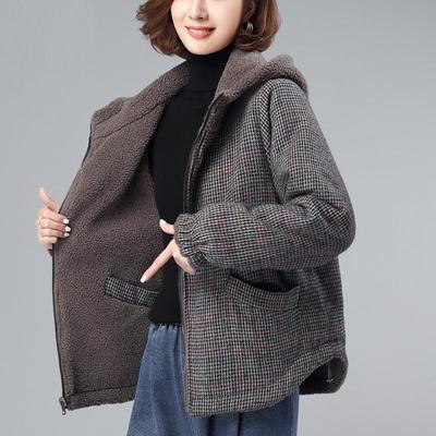 Damen Kurzmantel aus Lammwolle - 2023 Frühjahr & Herbst Kollektion, Plus Samt verdickt, Granularfleece, Perfekt für Frühherbst & Winter.