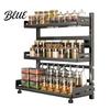 Portaspezie Robusto Rastrelliera da Cucina in Acciaio al Carbonio 2/3 Livelli Organizer da Banco per Condimenti Organizzatore Portabottiglie Multi-Livello per Spezie