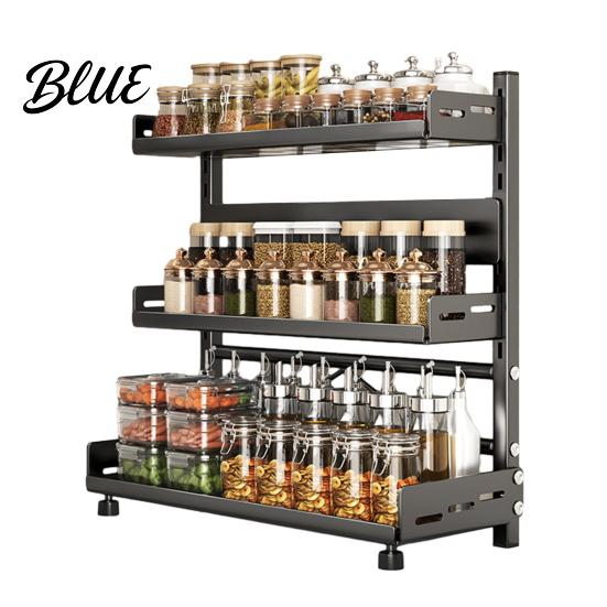 Portaspezie Robusto Rastrelliera da Cucina in Acciaio al Carbonio 2/3 Livelli Organizer da Banco per Condimenti Organizzatore Portabottiglie Multi-Livello per Spezie