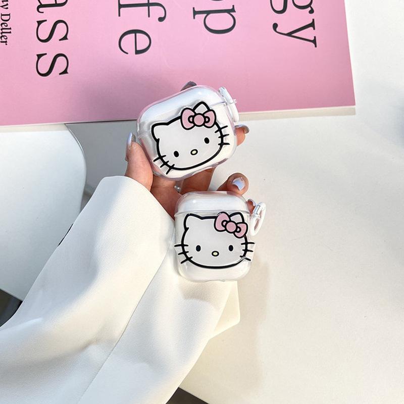 Applicable Airpods 1 /2 Generation Apple Bluetooth Protective Case Earphone Case Pro3 Generation Cat Buckle Wind Girl